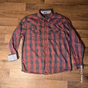 Moon shine red and black button down long sleeve size large